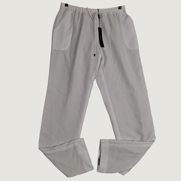 Tahari Pants - Tahari Loren Pant Womens XS White Elastic Waist Drawstring Joggers F11BA205